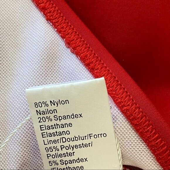 NWT COCOSHIP Plunging Neck One Piece Swimsuit Pom Pom Tassel 16 Red White - Picture 9 of 12